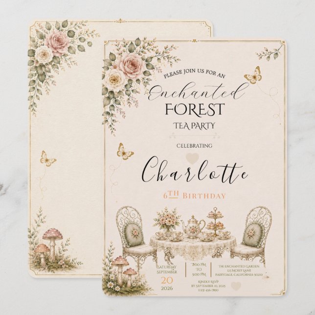 Carton d'invitation pour une fête d'anniversaire E (Devant / Derrière)