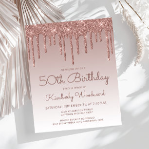 Carton d'invitation rose gold pour 50e anniversair