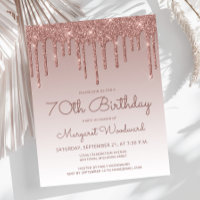 Carton d'invitation rose gold pour 70e anniversair