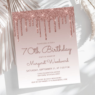 Carton d'invitation rose gold pour 70e anniversair