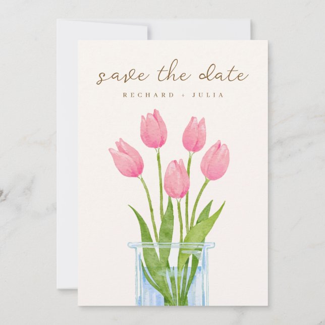 Carton d'invitation TULIP Save The Date / Fleurs à (Dos)