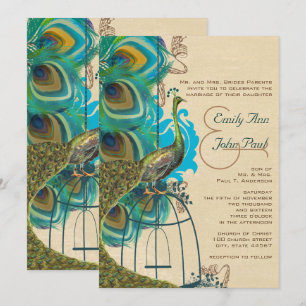 Carton d'oiseau paon musical pour invitations de m