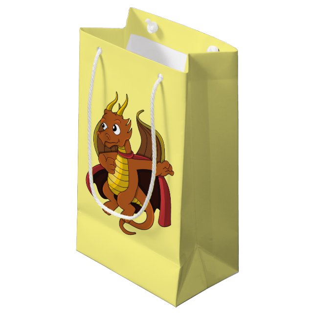 Carton Dragon Orange Petit Sac Cadeau (Devant Angle)