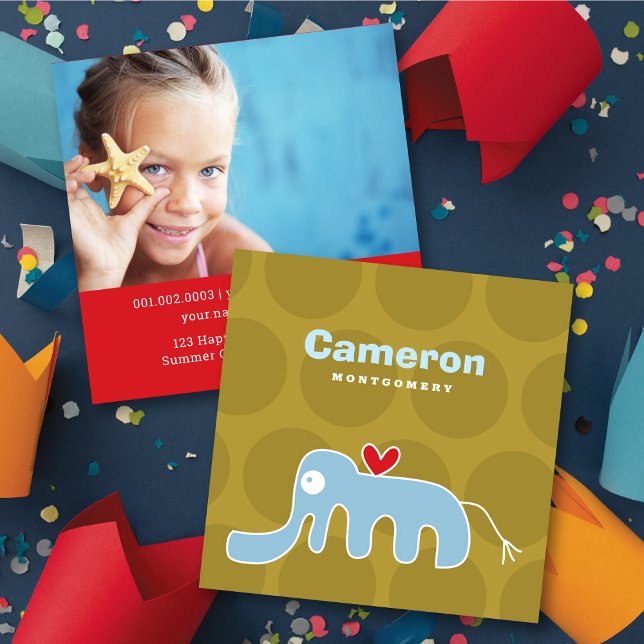 Carton Elephant Profil d'enfant Photo Carte d'appe (Créateur téléchargé)