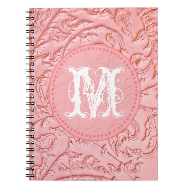 Carton en bois rose Monogramme Note initiale Livre (Devant)