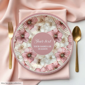 Carton Ensemble de assiettes de fête en aquarelle rose pâ