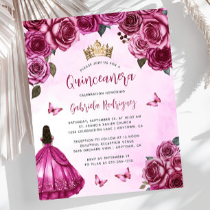 Carton Fuchsia Rose Quinceañera Invitation