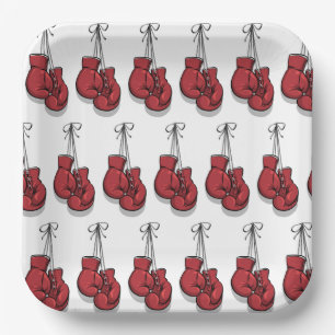 Carton Gants de Boxe Assiettes en Papier, Fête de Sport d