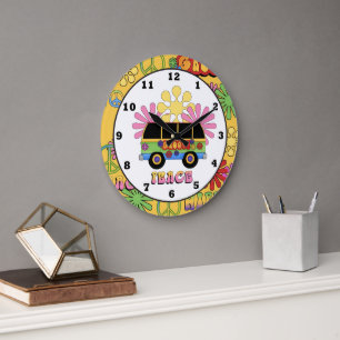 Carton Hippie amusant horloge murale
