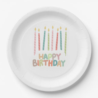 Carton Joyeux Anniversaire avec Bougies sur Assiettes en