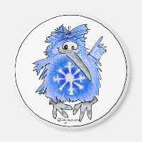 Carton Kiwi Blue Bird Snowflake Magnet