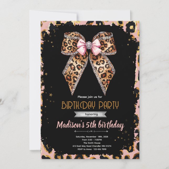 Carton léopard guépard Invitation d'anniversaire (Devant)