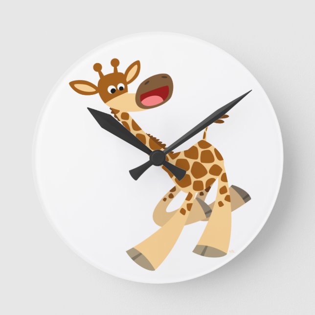 Carton mignon Ambling Giraffe Horloge murale (Recto)