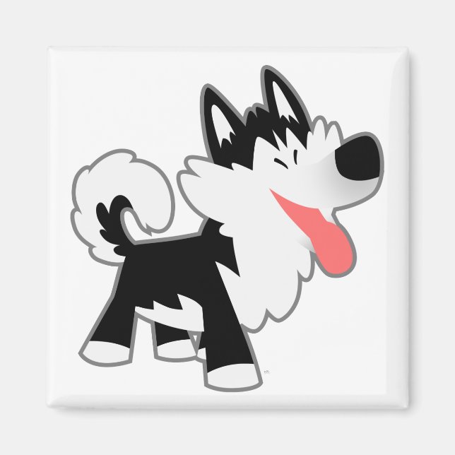 Carton mignon Magnet Husky Sibérien (Devant)