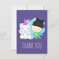 Carton mignon Unicorne et Merci d'oiseaux