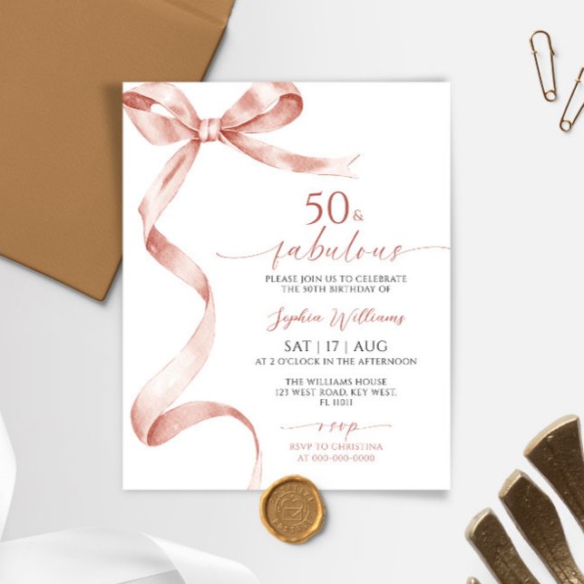 Carton Mocha Bow 50 & Invitation d'anniversaire fa (Créateur téléchargé)