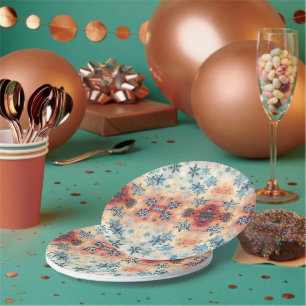 Carton Motif Flocons de Neige Vintage - Assiettes en Papi