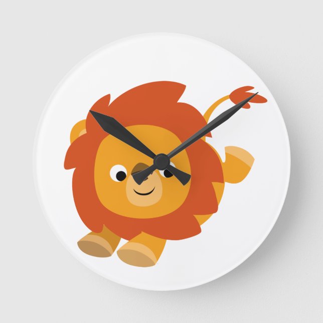 Carton Perky Cute Lion Horloge murale (Recto)