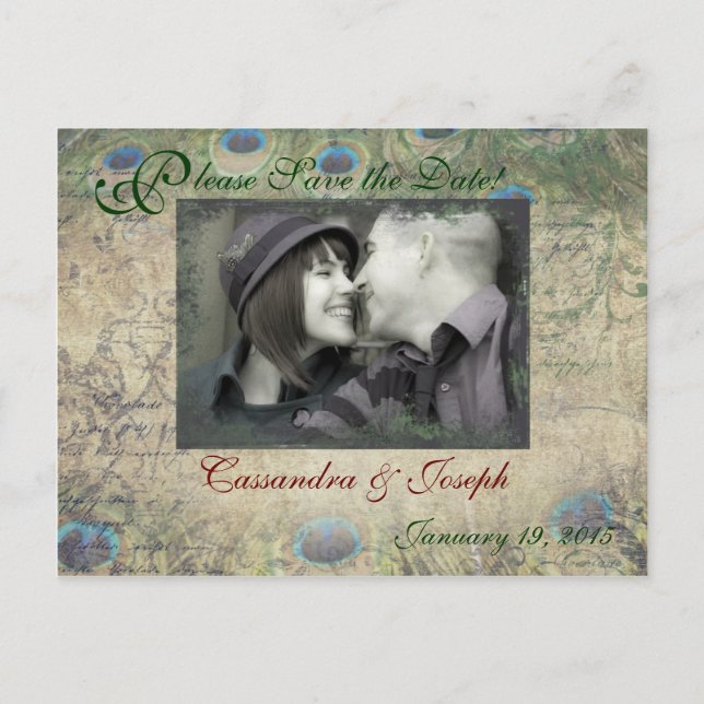 Carton photo de faire-part de peacock (Devant)