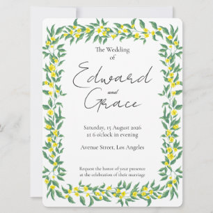 Carton plat d'invitation de mariage à fleur sauvag