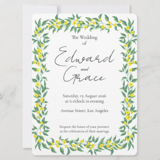 Carton plat d'invitation de mariage à fleur sauvag