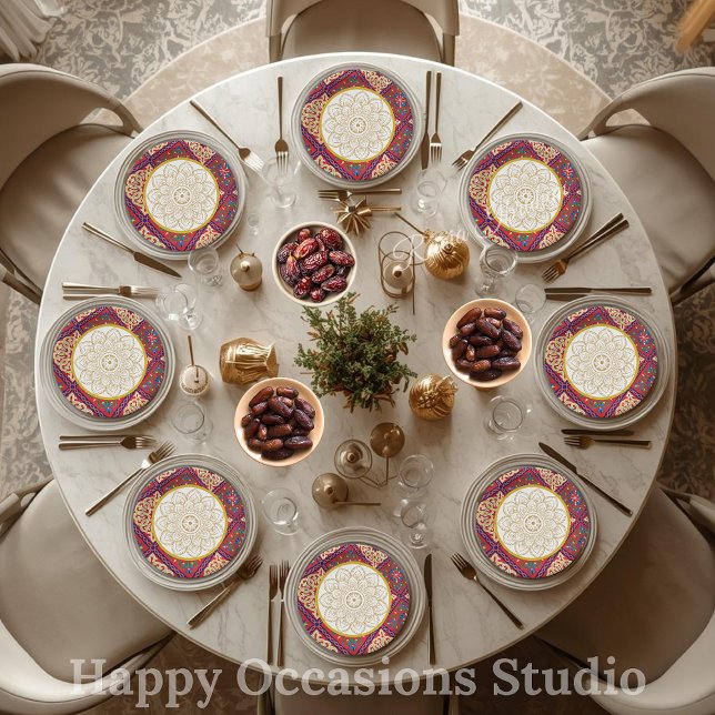 Carton Ramadan Kareem Ramadan Moubarak Assiettes en Papie (Créateur téléchargé)