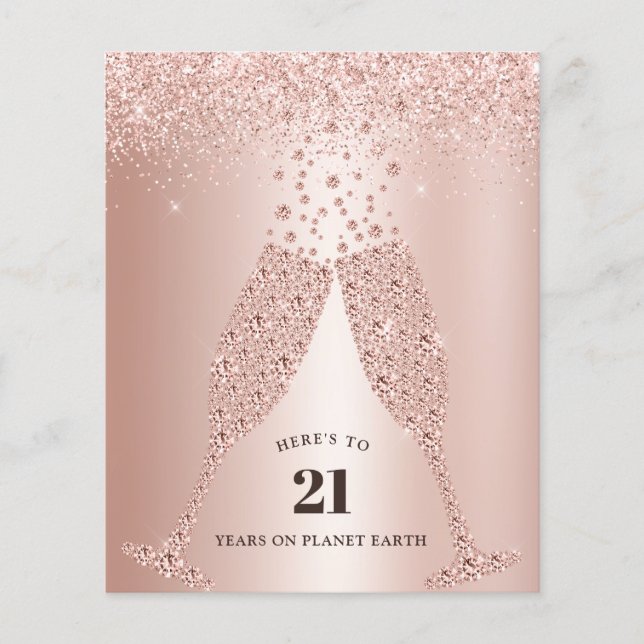 Carton Rose Champagne 21e Invitation d'anniversair (Devant)