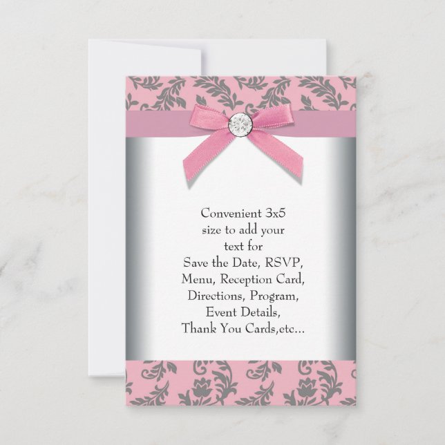 Carton RSVP Damassé Tourbillon Gris Rose (Devant)