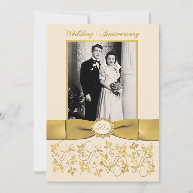 CARTON RUBAN IMPRIMÉ Invitation 50e Anniversaire (Devant)