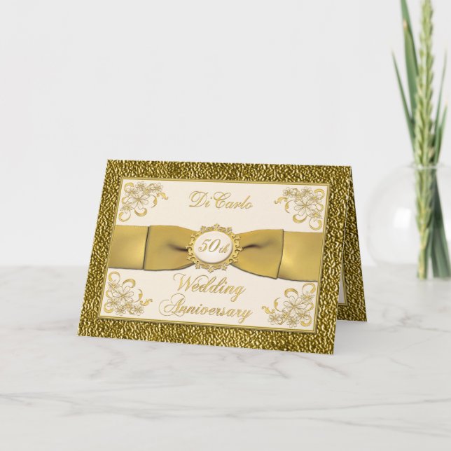 Carton Ruban Imprimé Invitation 50e Anniversaire F (Devant)