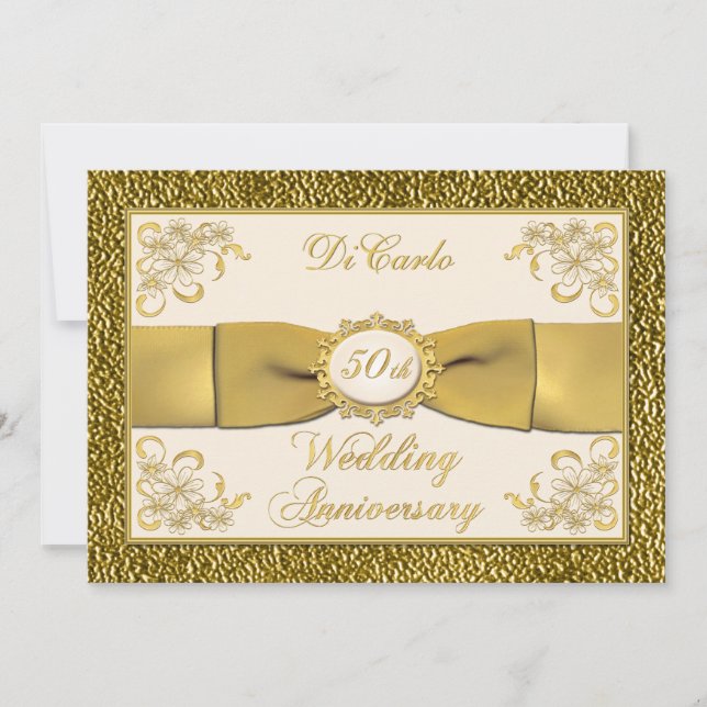 Carton Ruban Imprimé Invitation 50e Anniversaire F (Devant)