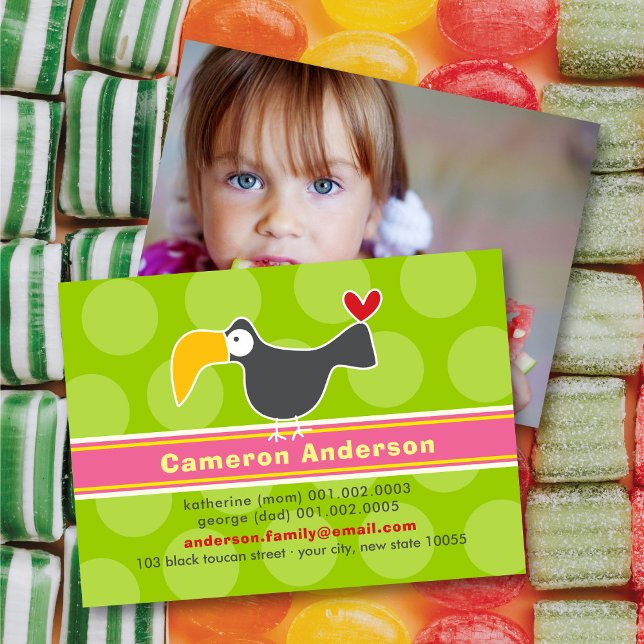 Carton Toucan Bird Profil de l'enfant Photo Carte  (Créateur téléchargé)