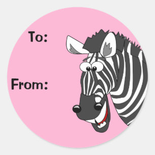 Carton Zebra Pink Cadeau Balise Stickers Votre cou