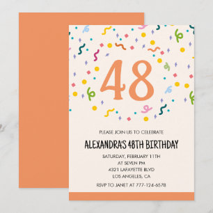 Cartons de fête simples 48 ans invitations Moderne