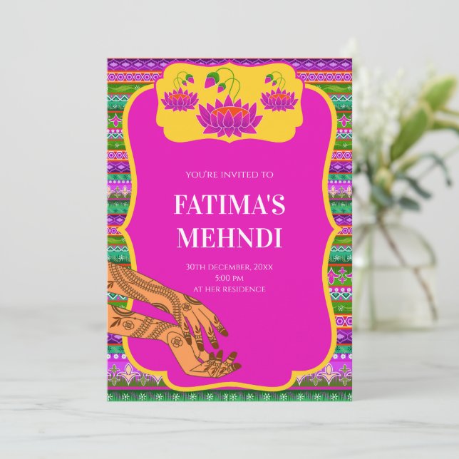 Cartons d'invitation à la fête Mehndi & invitation (Debout devant)