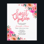 Cartons d'invitation Budget Sweet 16 Fleurs rose v<br><div class="desc">Invitation de fête d'anniversaire des 16 ans avec de belles fleurs roses chaudes. Facile à personnaliser avec vos détails. N'hésitez pas à me contacter via le chat si vous avez des questions sur l'œuvre d'art ou si vous avez besoin d'une personnalisation. Consultez la collection pour plus d'articles. REMARQUE IMPORTANTE :...</div>