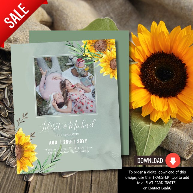 Cartons d'invitation de fiançailles BOHO avec PHOT (Créateur téléchargé)