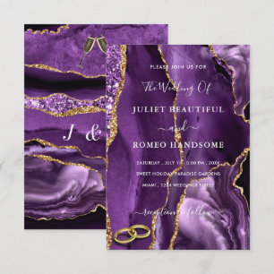 Cartons d'invitation de mariage à paillettes d'or