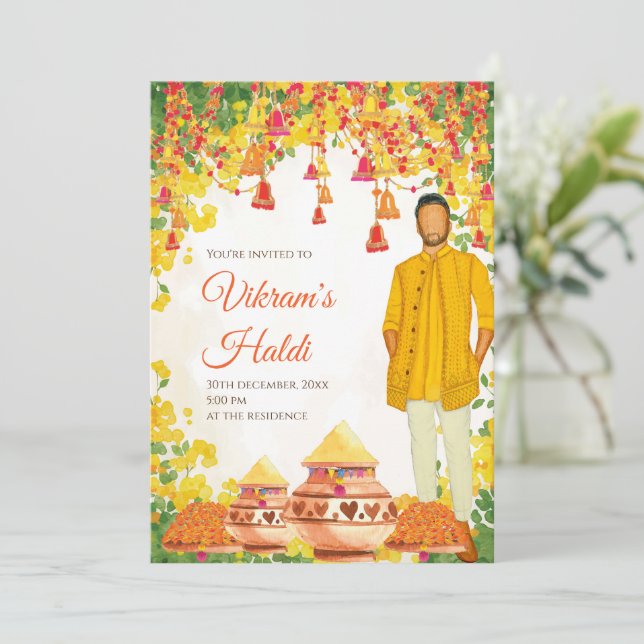 Cartons d'invitation de mariage Haldi et cartes de (Debout devant)