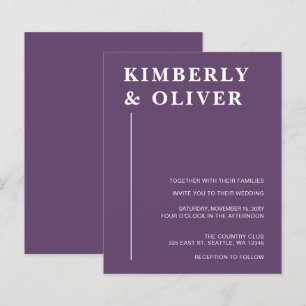 Cartons d'invitation de mariage violet moderne à b
