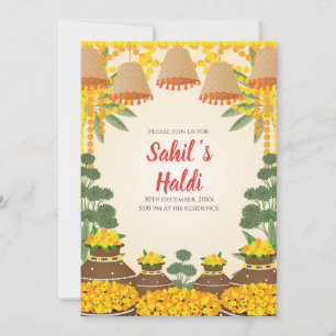 Cartons d'invitation Haldi de mariage & invitation