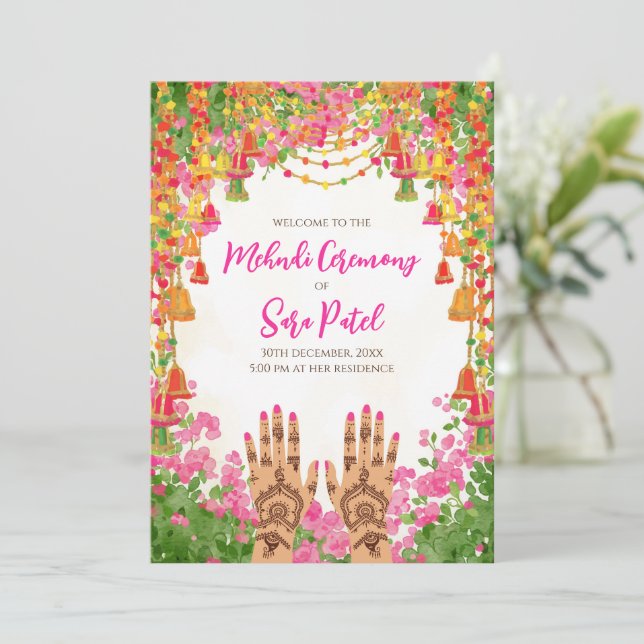 Cartons d'invitation Mehndi & invitations Mehndi m (Debout devant)