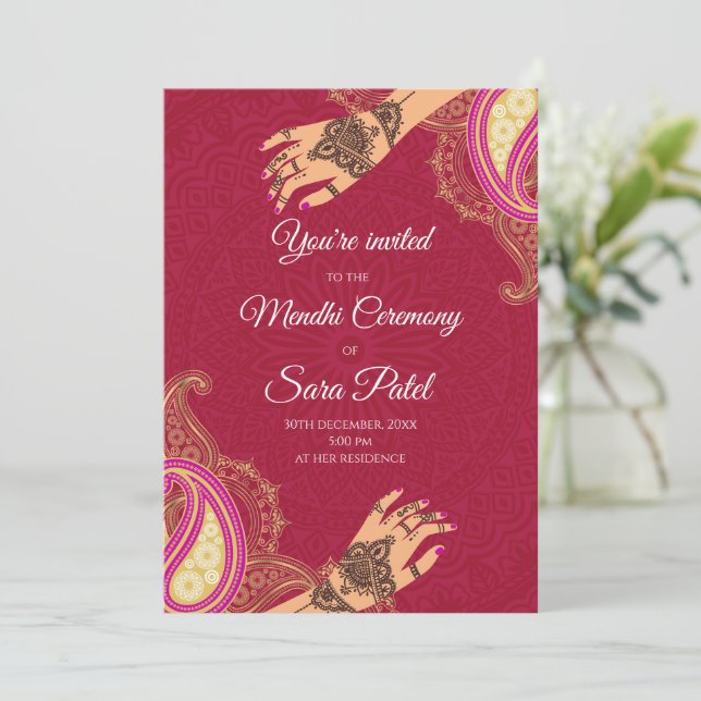 Cartons d'invitation Mendhi & invitations Mehendi  (Debout devant)