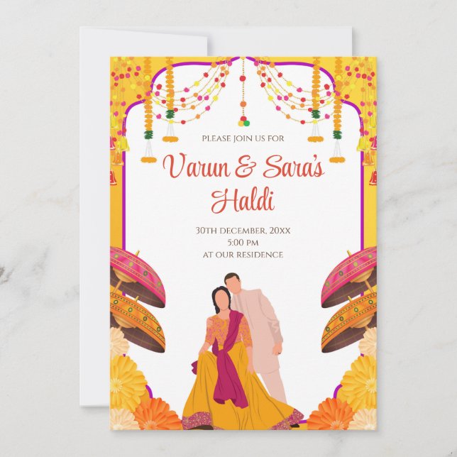 Cartons d'invitation numériques Haldi & Invitation (Devant)
