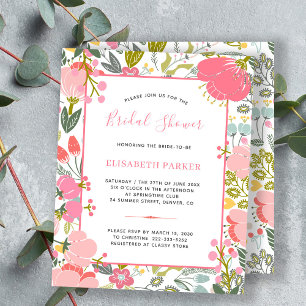 Cartons d'invitation pas chers rose floral chic po