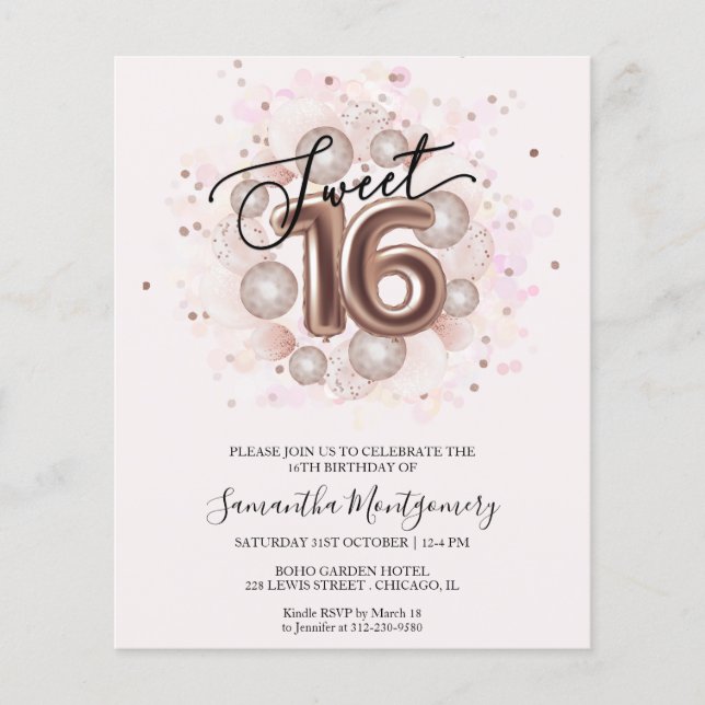 Cartons d'invitation pas chers Rose Gold Foil pour (Devant)
