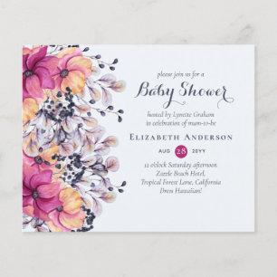 Cartons d'invitation pour Baby Shower Fuchsia et G