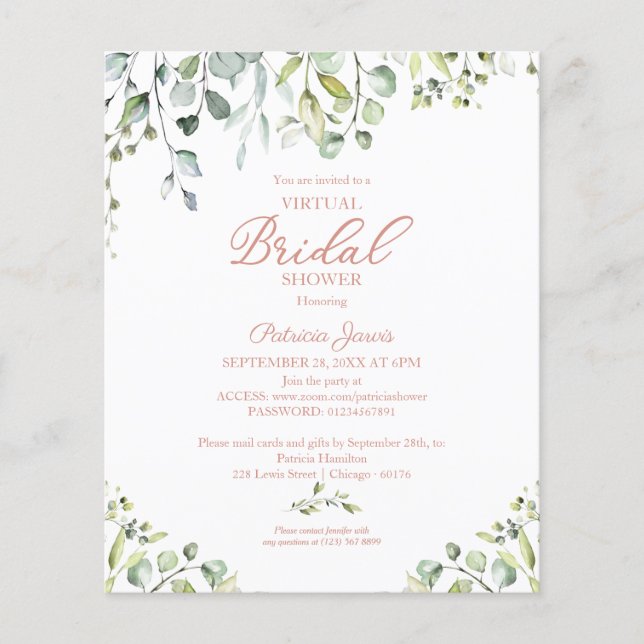 Cartons d'invitation pour Baby Shower Virtuel de M (Devant)