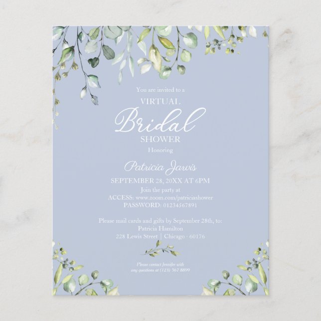 Cartons d'invitation pour Baby Shower Virtuel de M (Devant)