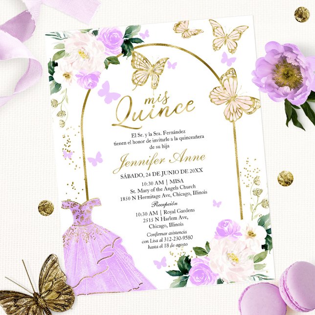 Cartons d'invitation pour Quinceañera espagnole pa (Créateur téléchargé)